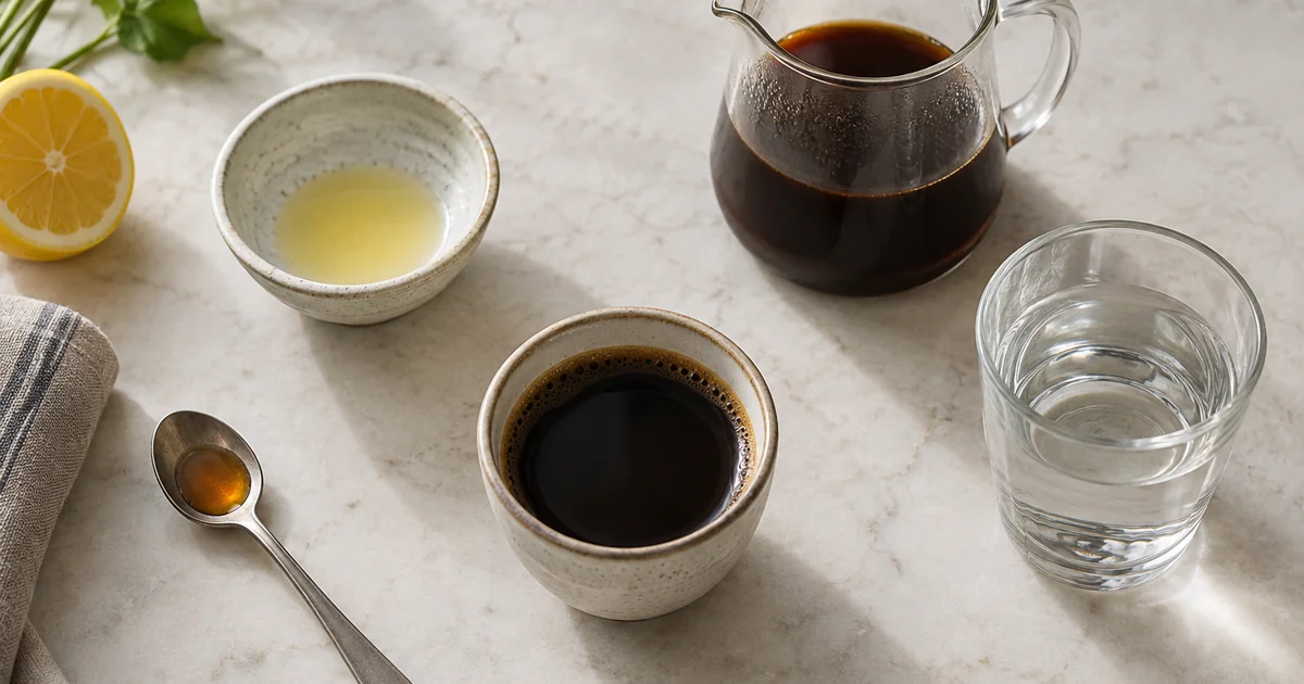 コーヒーと果汁、甘味の量を見直して味を調整するイメージ