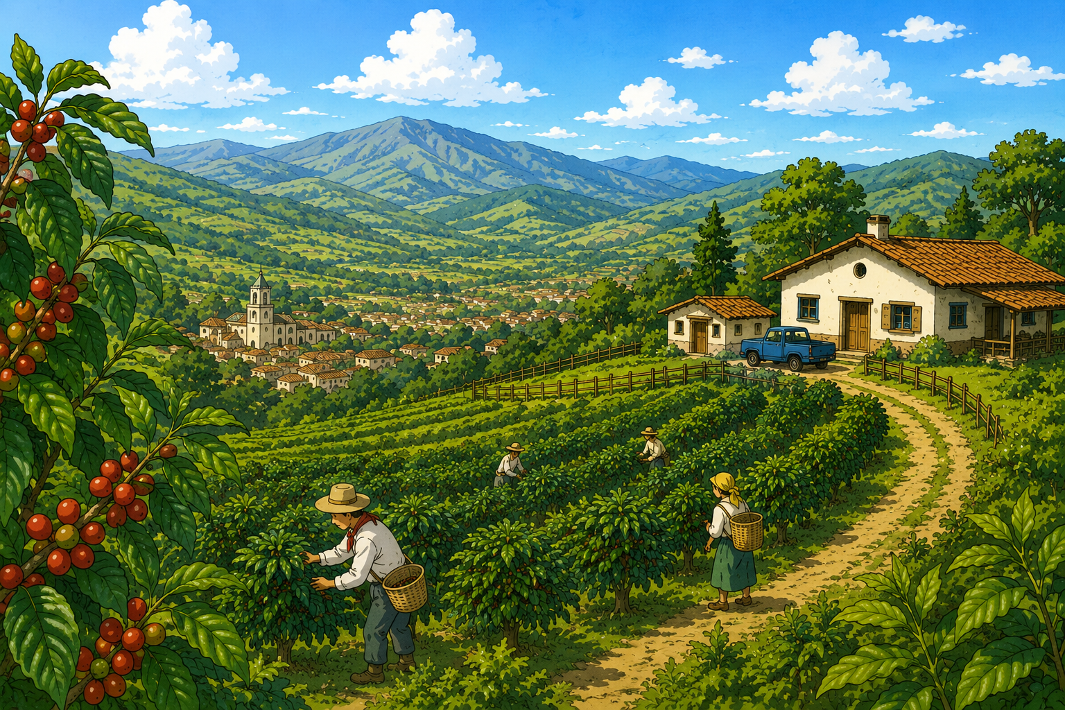 山あいのコーヒー農園全体の風景