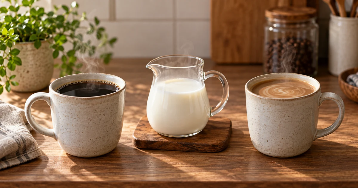 ホットコーヒーと牛乳を合わせた一杯