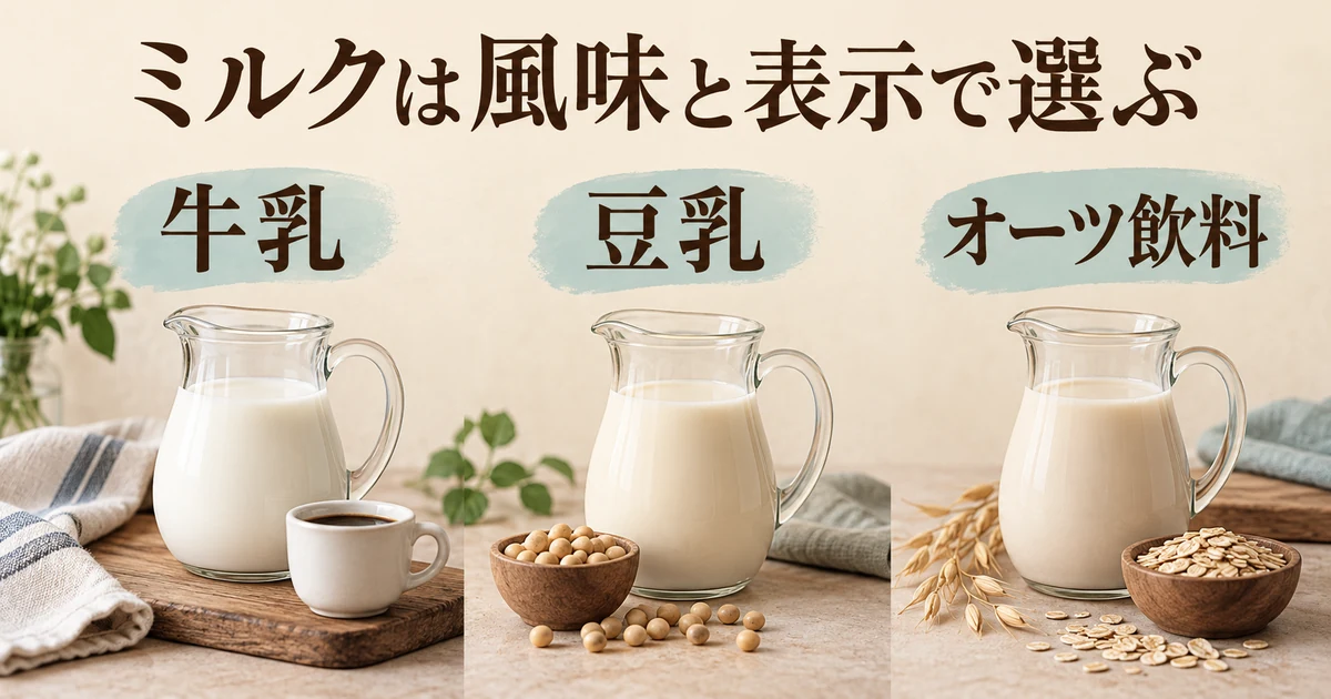 牛乳、豆乳、オーツ飲料は風味と商品の表示を見て選ぶ